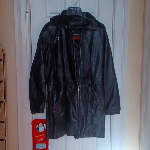 Wilson's Leather Jacket with Hood Vintage - Picture 2 of 7